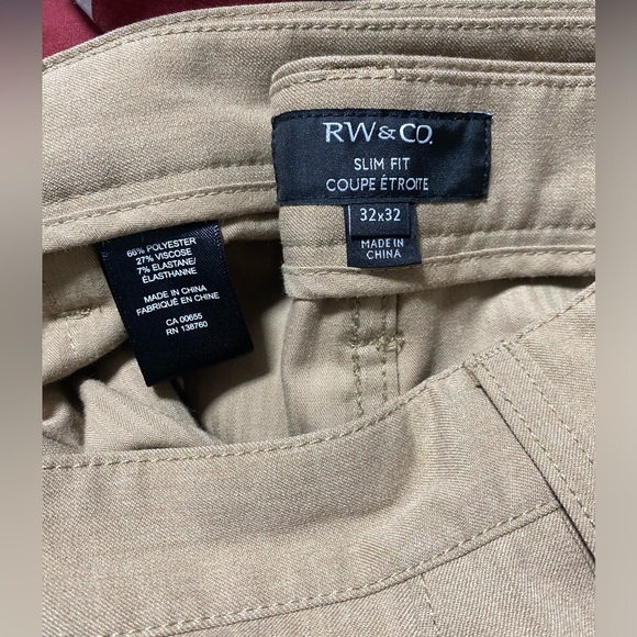 RW&CO Men’s Beige 5-Pocket City Pants Slim Fit Size 32x32 - Picture 4 of 5